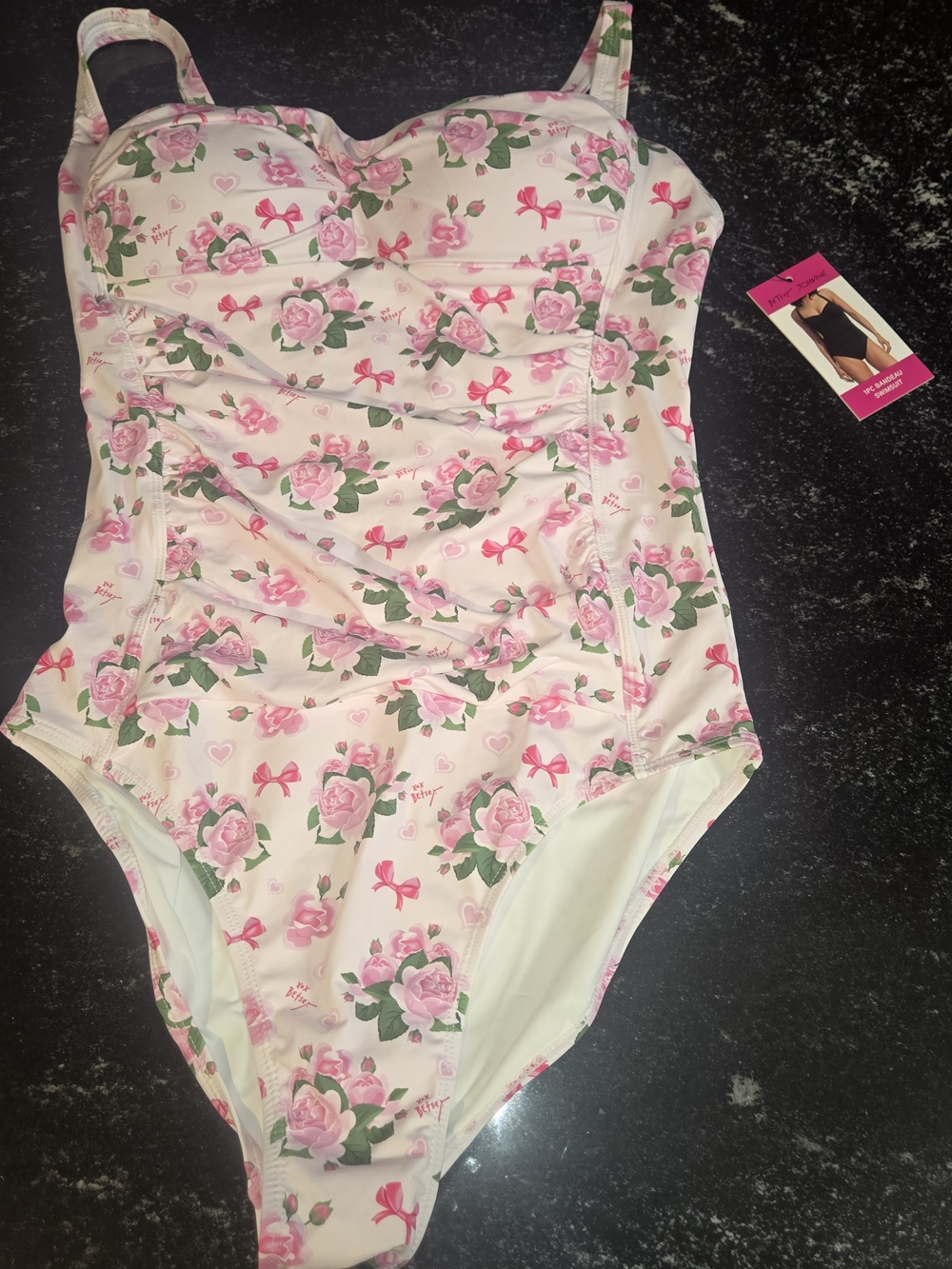 Betsey Johnson Pink Floral One-Piece Swimsuit